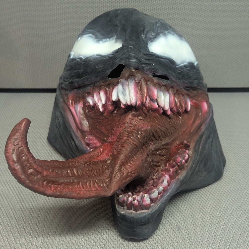 Marvel Venom Latex Mask Adult Halloween Cosplay Symbiote Long Tongue Costume